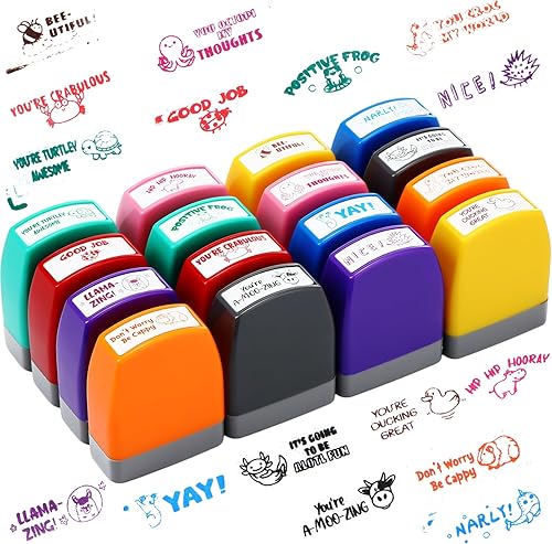 16 sellos para profesores para graduación de aula, motivación escolar, comentarios alentadores, suministros para profesores, sellos autoentintantes