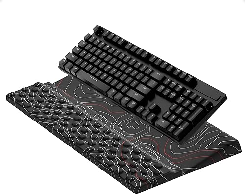 Miniatura 15 de Ospelelf Almohadilla de Soporte para Teclado con Reposamuñecas, Cómodo Elevador Ergonómico Portátil para Teclado para Oficina y Hogar Flowery,Negro