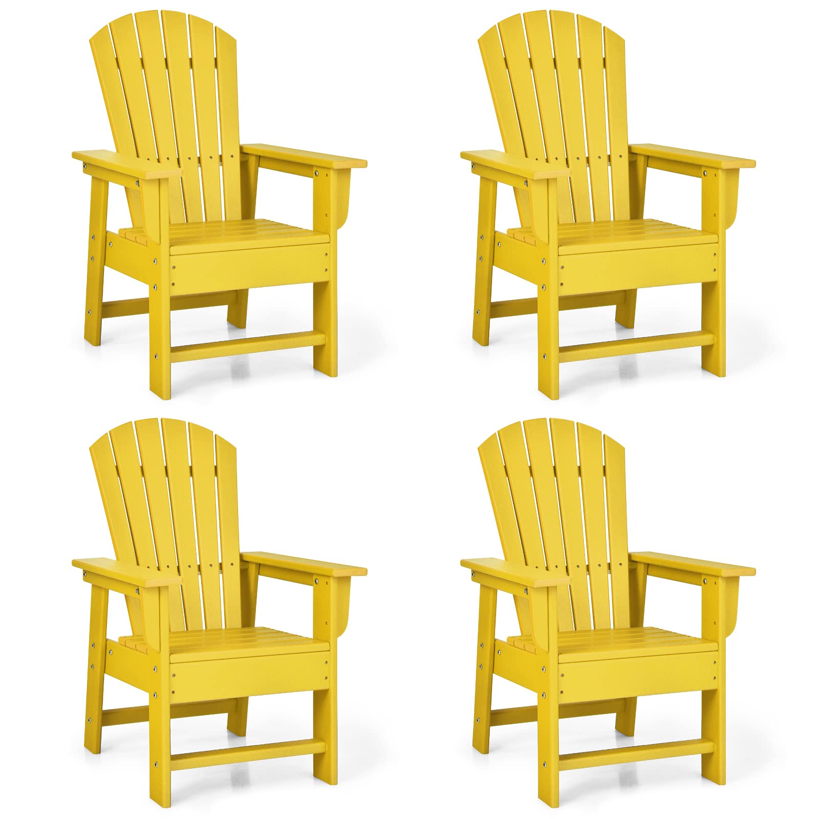 Giantex Adirondack Chair, Kids HDPE Patio Lawn Chair with Ergonomic Backrest for Deck, Porch, Backyard, Poolside, Indoor, Weather Resistance Toddler Outdoor Chair (4, Yellow)