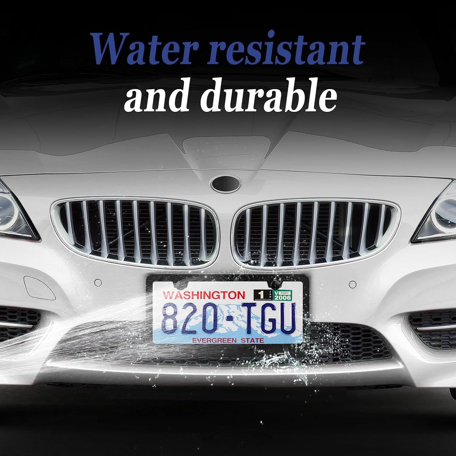 2 Pack Black License Plate Frame, Black Aluminum License Plate Cover, Matte License Plate Front and Rear 2 Packs. (2 Holes), Come with Screw Cap, Screw,Washer