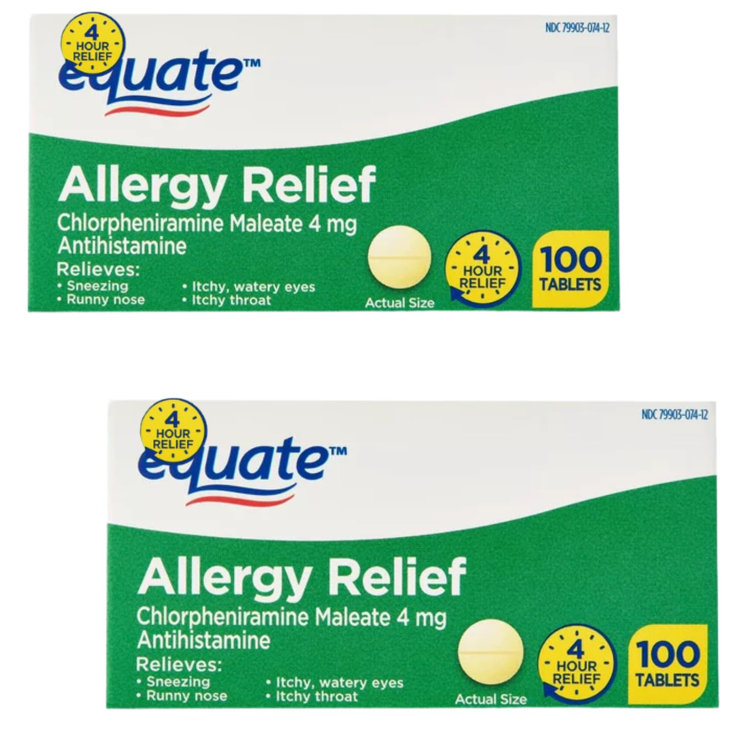 Allergy Relief Medicine, Chlorpheniramine Maleate 4 mg Antihistamine,Tablets 2-Pack 200 Count