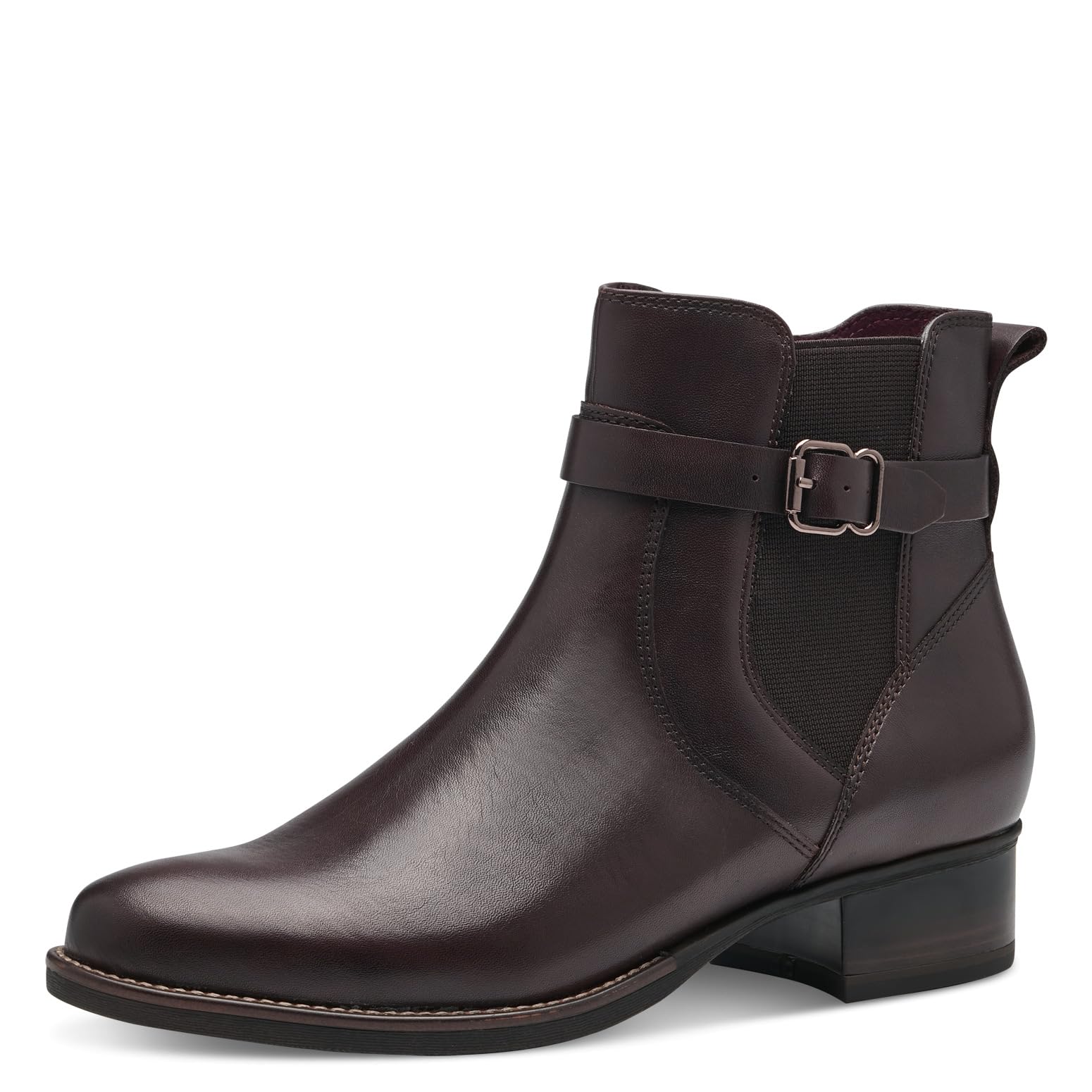 Tamaris Women's Chelsea Boots Leather Block Heel, mocha, 37 EU