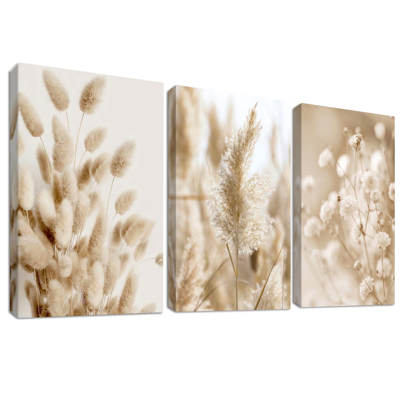 3Pcs Wooden Framed Boho Canvas Wall Art Orange Abstract Leaves And Sun Painting Canvas Prints Nordic Minimalist Geometric Picture for Living Room Bedroom Hallway Home Wall Decor 120x60cm(16"x24"x3pcs) — view 52