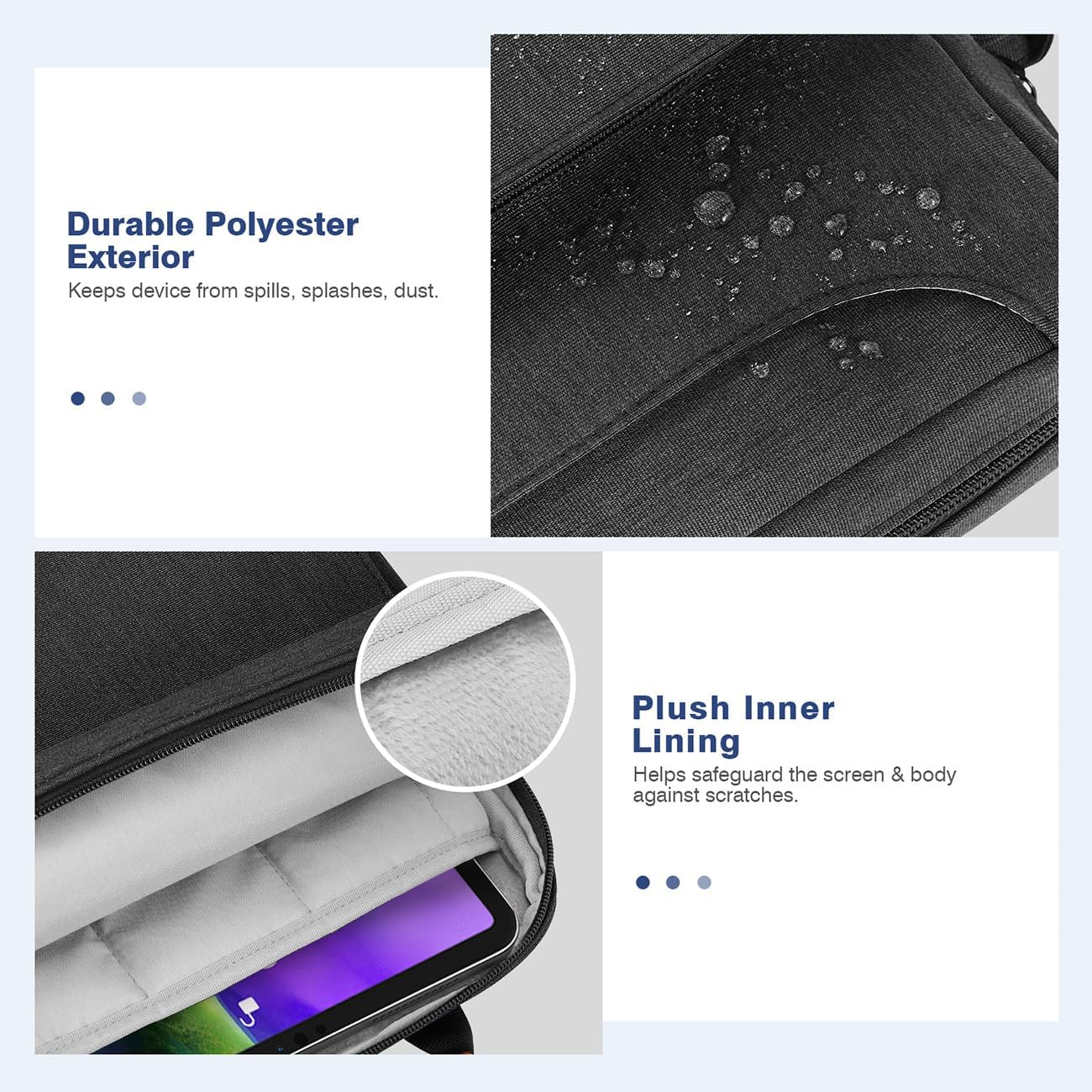 MoKo 13 Inch Tablet Shoulder Sleeve Bag, Fits 13 Inch New iPad Pro M5 & Air M3 2025, iPad Pro 12.9 inch M2&M1, Surface Laptop Go 12.4", Galaxy Tab S8+/S9+ 12.4" 2022/2023, Black & Gray - Image 4