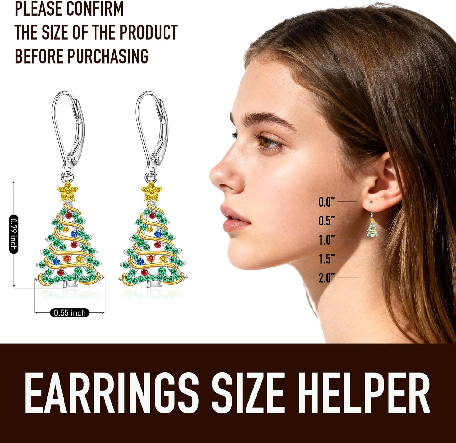 Christmas Earrings Christmas Tree Earrings for Women Dangling Sterling Silver Dangle Holiday Jewelry Xmas Gifts for Mom - Image 7