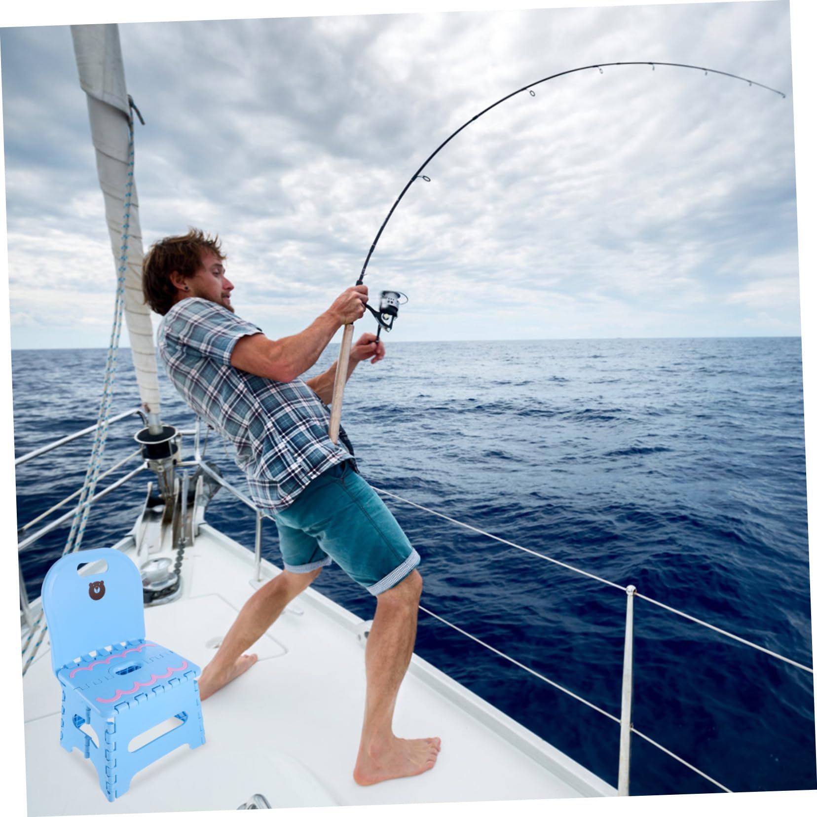 Ciieeo Creative Plastic Folding Step Stool with Backrest Portable and Lightweight Chair for Home Use Compact Design for and Sturdy Plastic Construction