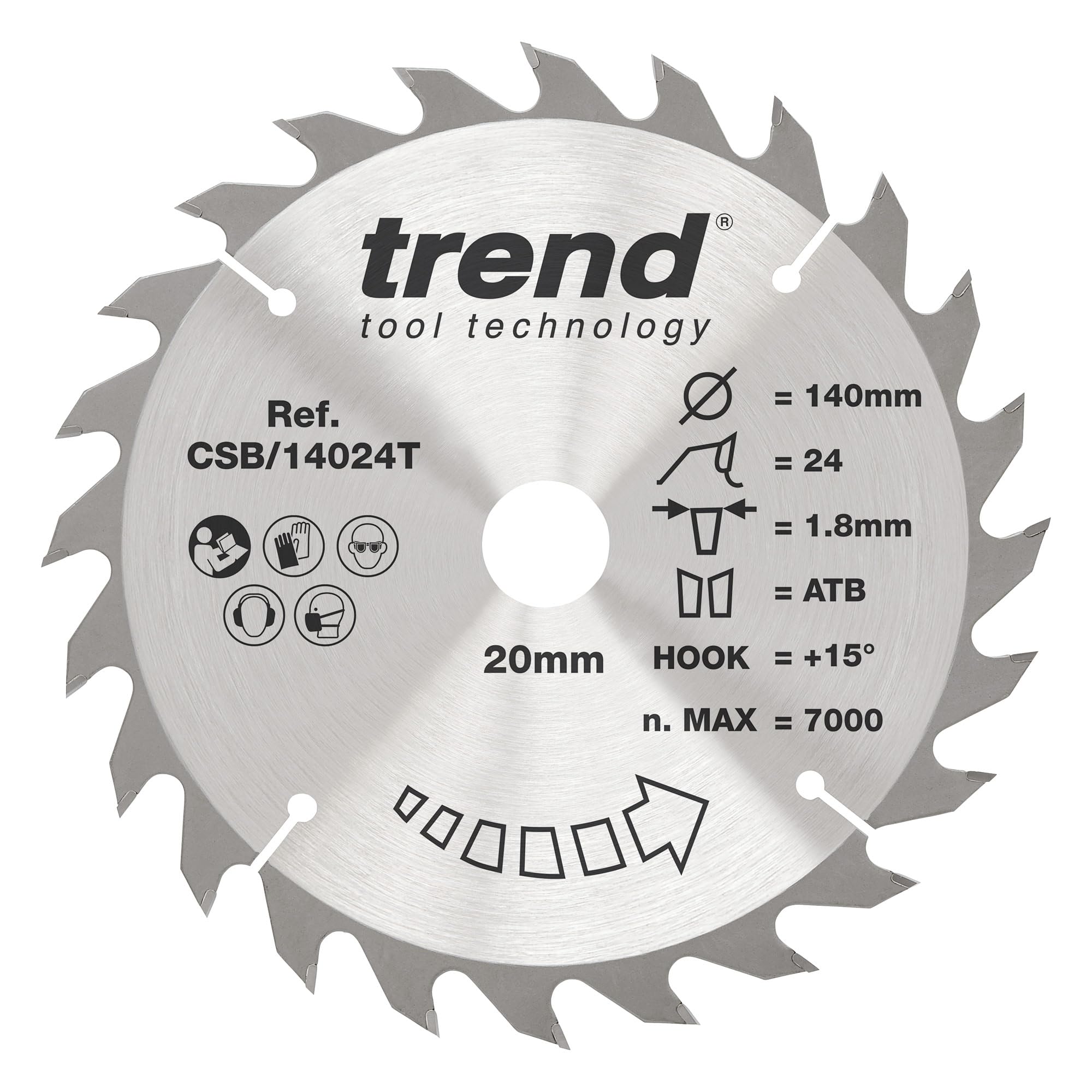 TREND CSB/14024T  140MM X 20MM 24T TCT DEWALT DCS512 CIRCULAR SAW BLADE