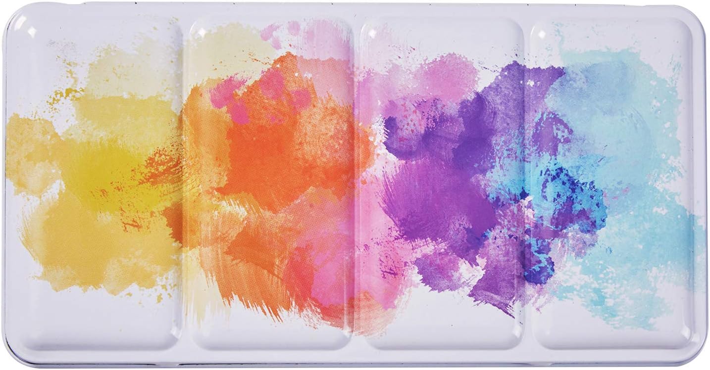 MEEDEN Empty Watercolor Tins Box Palette Paint Case, Large Colorful Tin with 52 Pcs Half Pans
