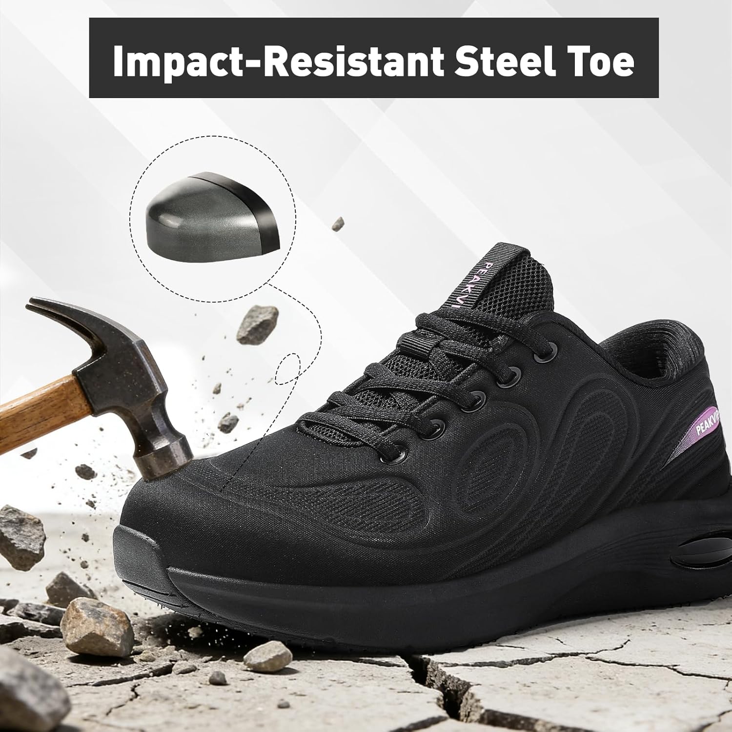 Womens Steel Composite Toe Shoes Waterproof Non Slip Lightweight Wide Width Safety Work Sneakers