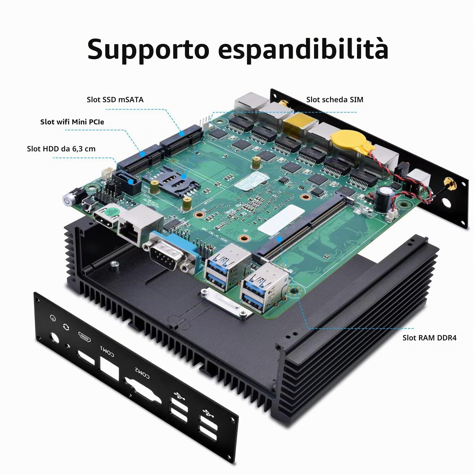 WEIDIAN Firewall PC Micro Appliance 2.5G, Fanless Computer 6 x 2.5GbE I225-V Port, Industrial PC Core i3-8140U, HD, USB3.0, WiFi, SIM Slot, Compatible With OPNsense etc (8GB RAM 128GB SSD)
