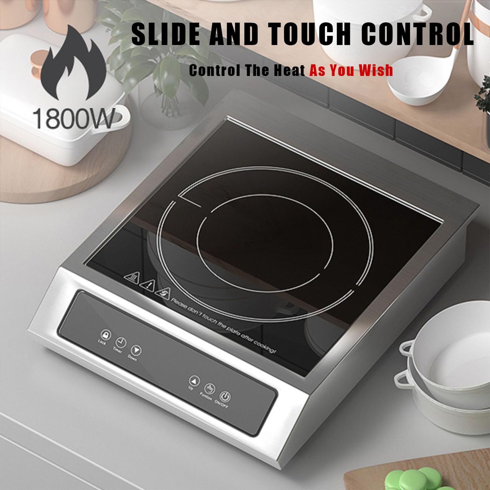 Trangle De Cuisson à Induction, 3500w Portable Electric Induction Hobs Avec Une Capacité De Charge Et Un Verrouillage De Sécurité De 110 Lb, 9 Niveaux De Puissance, Contrôle Tactile Et Minuterie