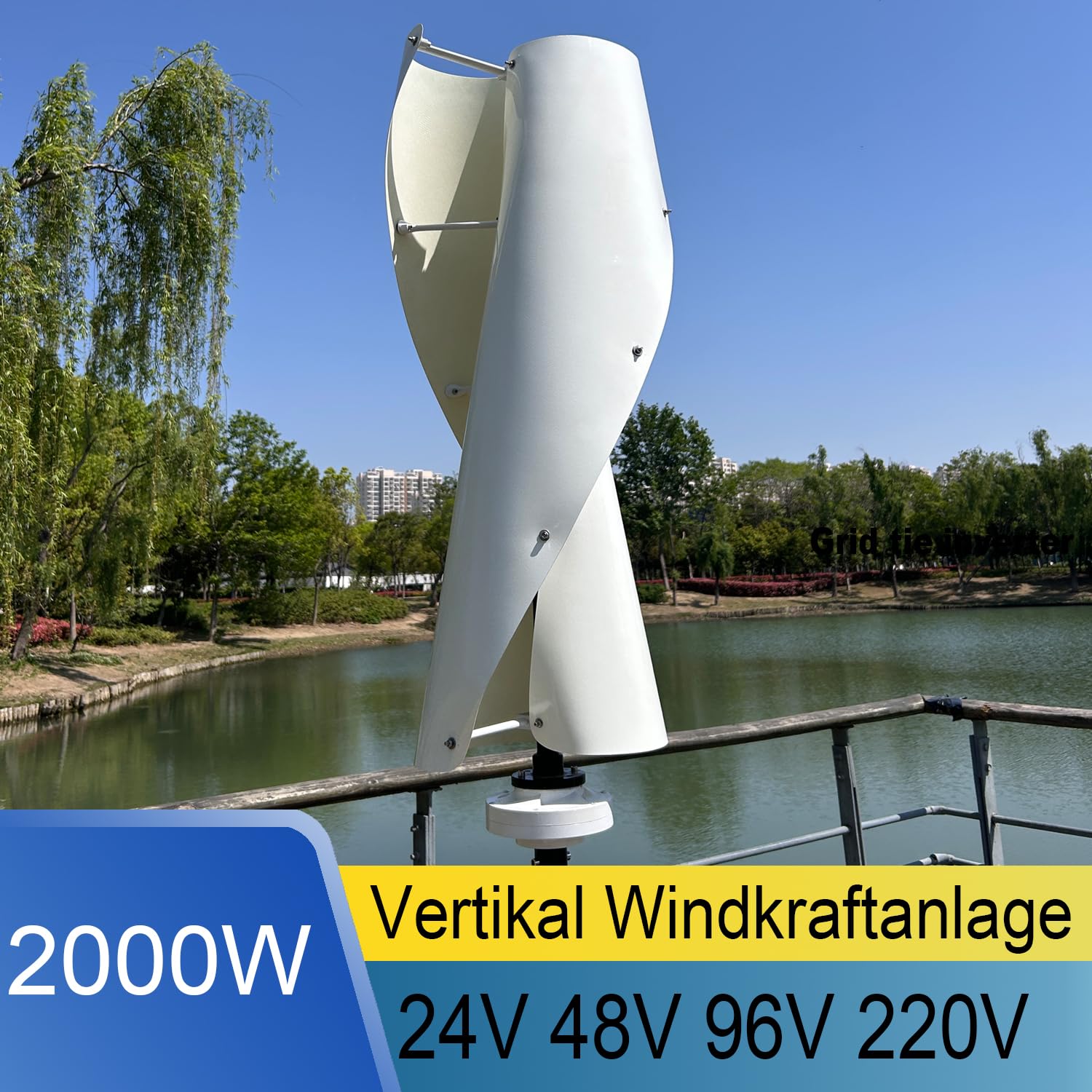 2000W Windkraftanlage 48V Hocheffiziente Windkraftanlage mit Wind-Solar Hybrid Laderegler MPPT, Kleinwindkraftanlagen