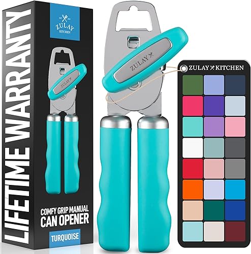 Miniatura 27 de Zulay Kitchen Abrelatas manual de acero inoxidable resistente con abridor de botellas, abrelatas manual a prueba de óxido con perilla giratoria y