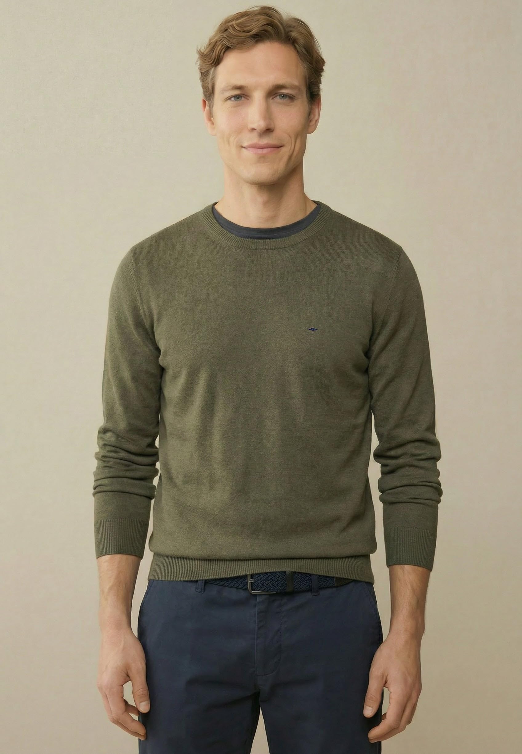 FYNCH-HATTON Feinstrickpullover aus Reiner Baumwolle mit Rundhalsausschnitt