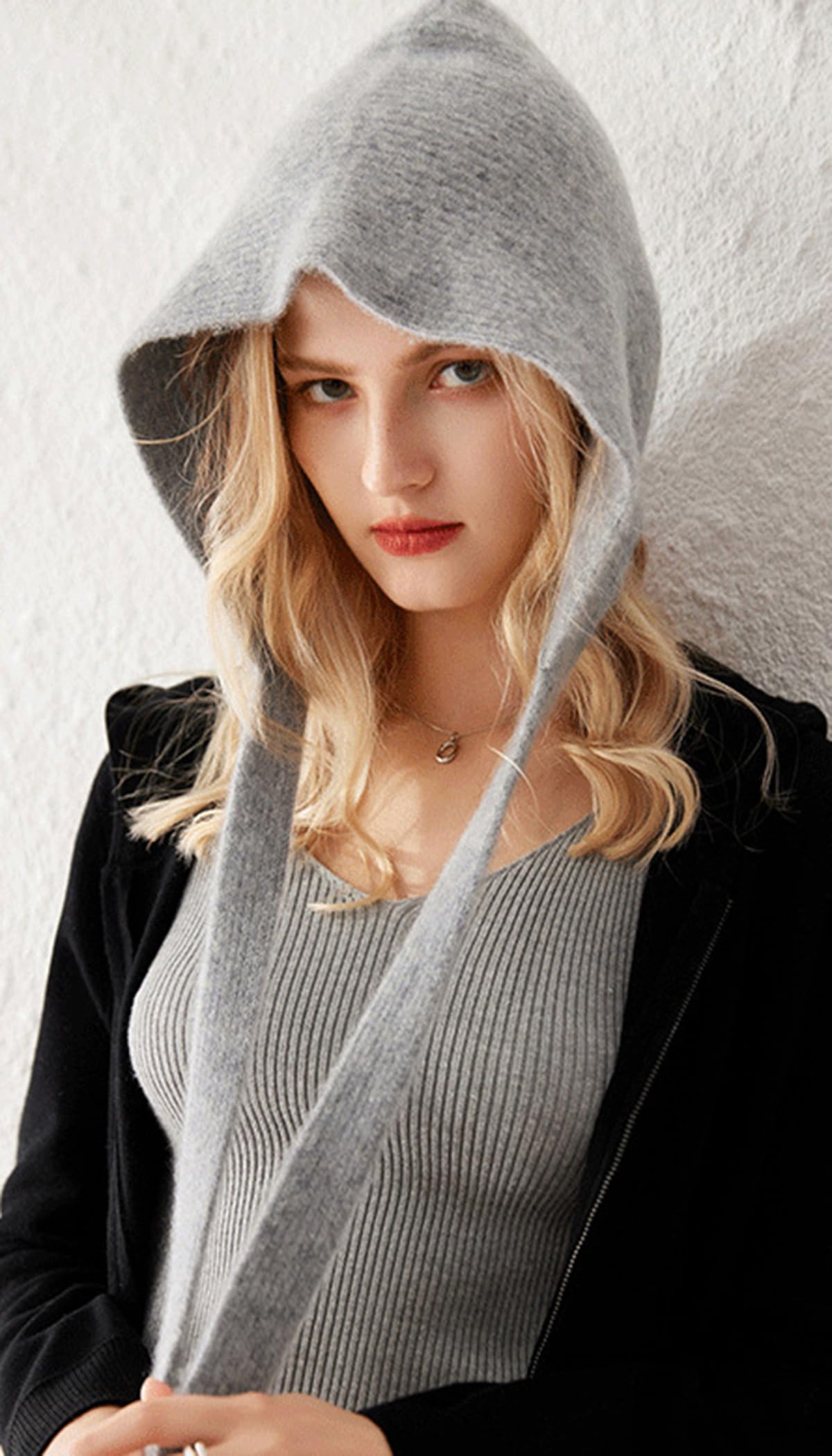 YUONNY Damska zimowa czapka beanie z dzianiny 100% kaszmiru, miękka, ciepła i wiatroszczelna czapka douszna, modna czapka narciarska z ochroną ucha, swobodny dzianinowy kapelusz śniegowy na prezent