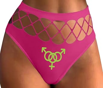 Knaughty Knickers MMF Threesome Symbol Shared Swinger Hotwife Vixen Two Men Hot Pink Fishnet Thong Adult Flirty Fun