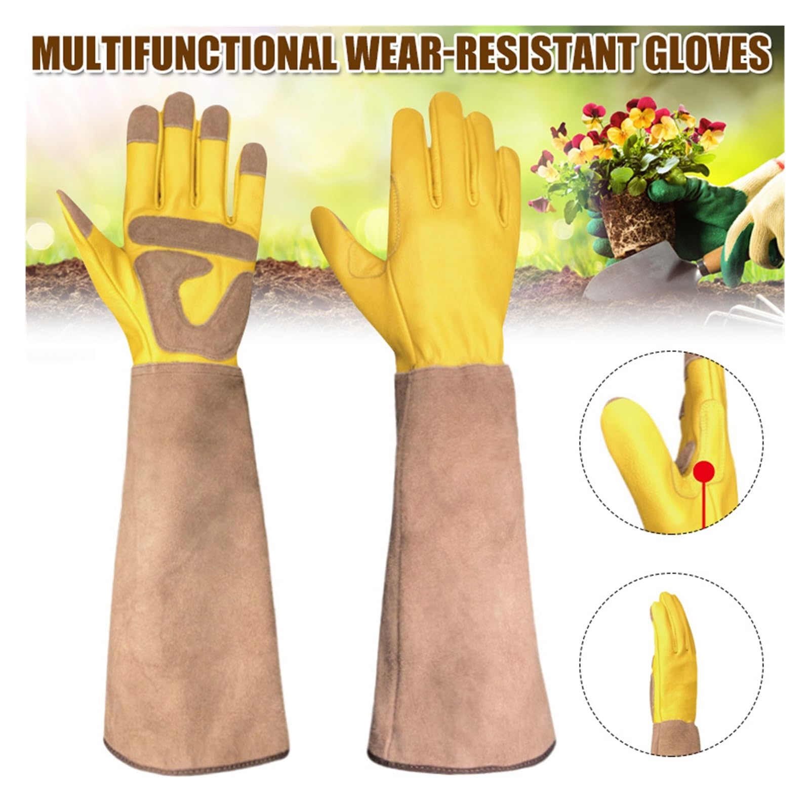 Guanti da giardinaggio, guanti da giardinaggio unisex in gomma mucca, diverse misure per la cura delle spine rosa con guanti(XL)
