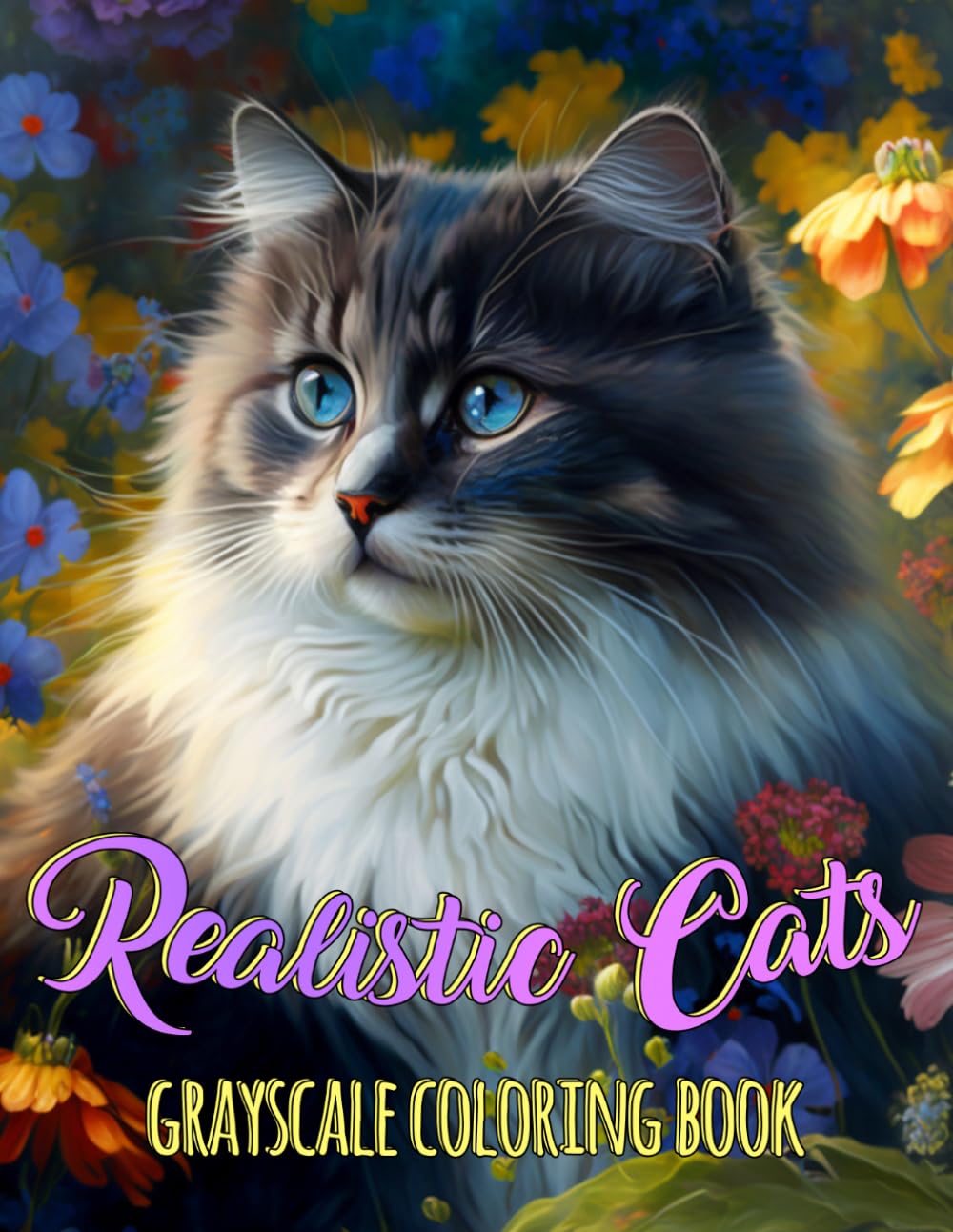 Realistic Cats Grayscale Coloring Book: Intricate Cat Kingdom Coloring pages with Magnificent Feline Characters and Ornate Artistic Patterns for Teens and Adults seeking Creative Mindfulness