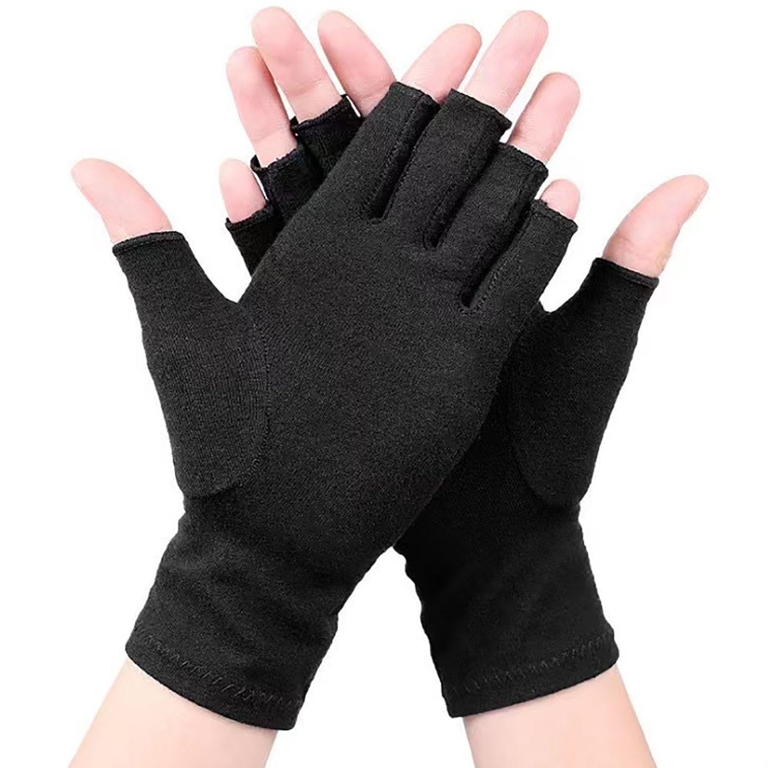 Lightweight Running Gloves, Touch Screen Anti-Slip Half Finger Gloves (Black)