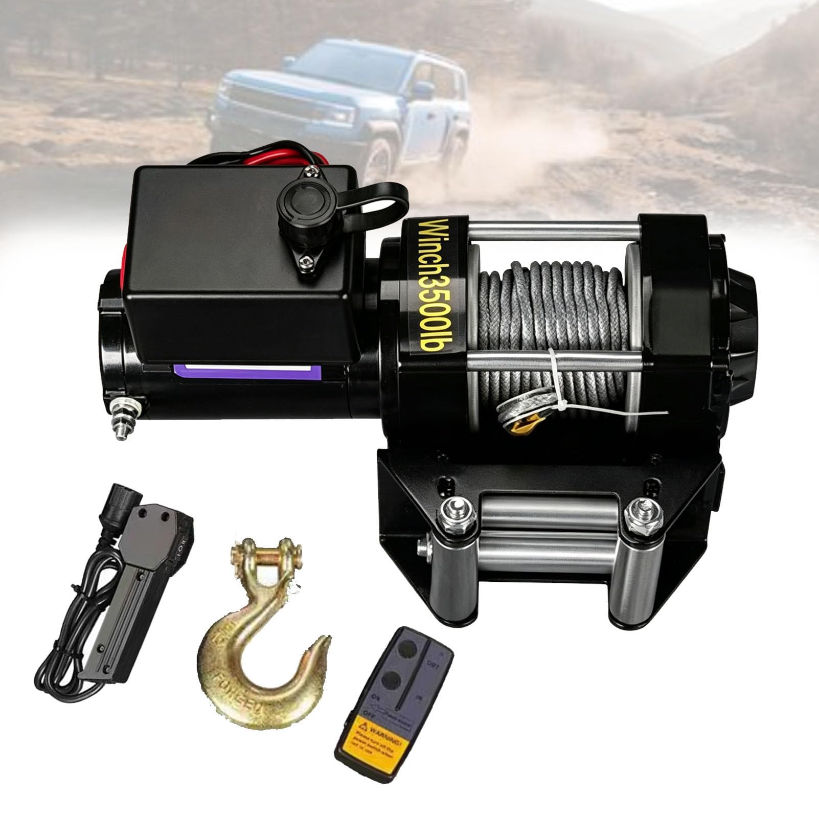 Zowdrix 6000lbs Electric Recovery Winch, Steel Cable Winch with Wireless Remotes + Wired Controller, for Off-Road SUV 4WD Truck Towing and Boat Trailer Haulage 12V-3500lbs