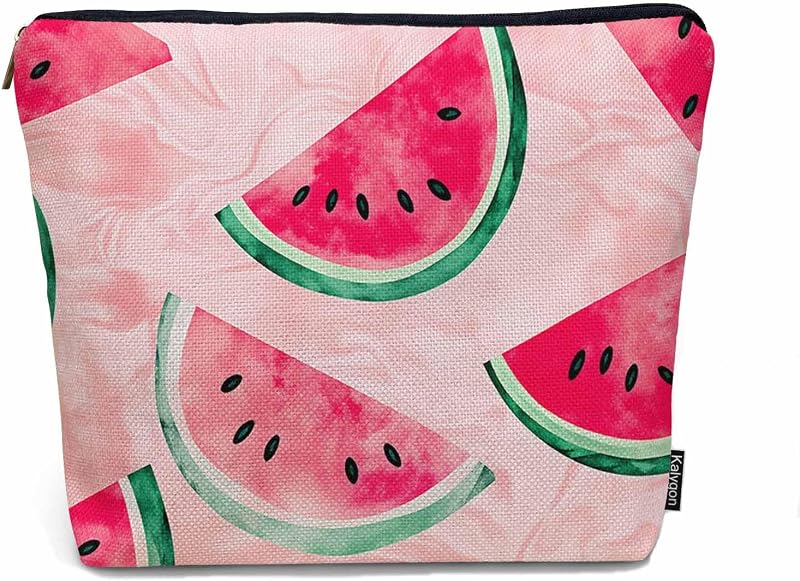 Necessaire Kalygon estampada Melancia com zíper, 20,07 x 18,03 x 0,51 cm