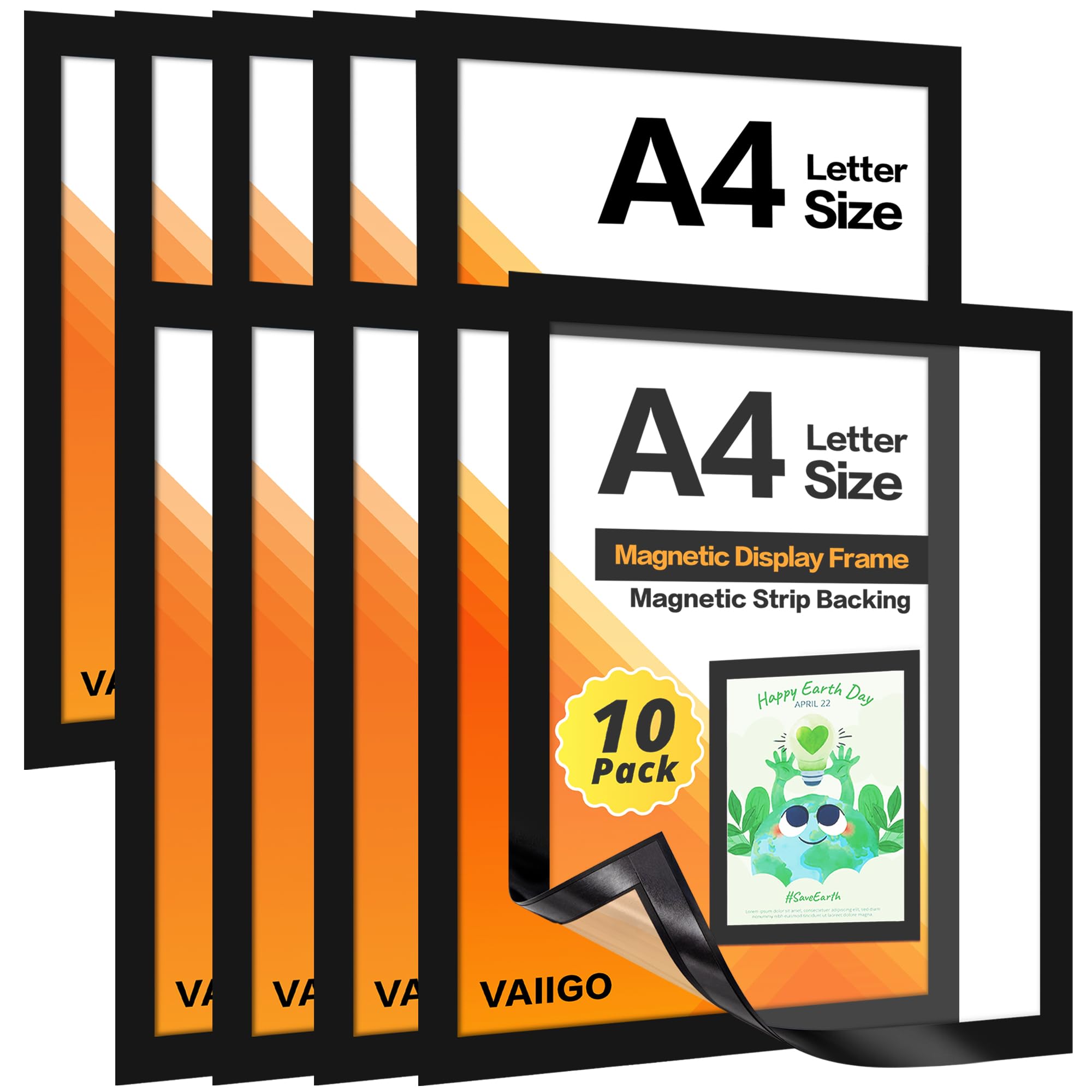 VAIIGO A4 Magnetic Sign Holder for Fridge 10Pack Magnetic Display Frame for Fridge Whiteboards and Metal Surfaces Picture Frame
