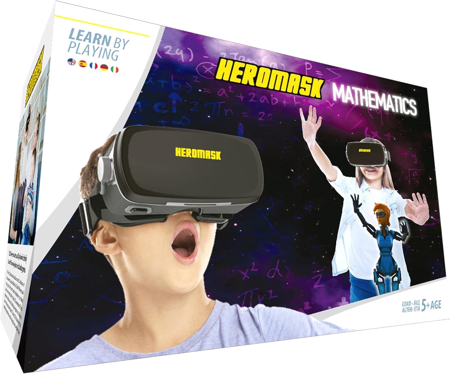 Heromask VR Headset + Maths educational games [times tables subtraction.] for kids 5 6 7 8.12 years old [Fun games] VR Maths set [3D glasses] Cool for girls and boys Learning toys