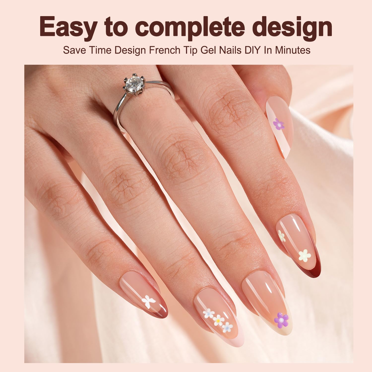 Vansiho 150Pcs French Gel Fake Nails, Medium Almond Press on Nails