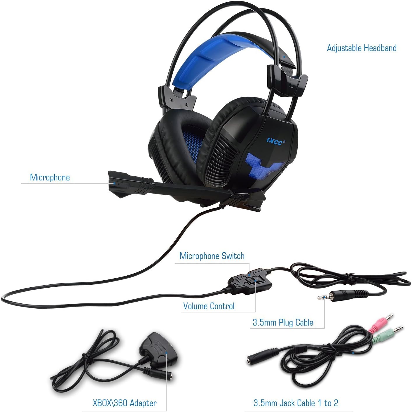 iXCC Gaming Headset, Surround Stereo Sound Noise Isolating Headphone with in-line Control for PC, MAC, Xbox One/S, PS4, VR, PlayStation 4 or More
