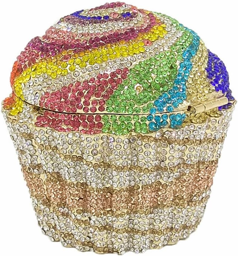 DJBM Cute Cupcake Rhinestone Clutch Diamond Crystal Purse Evening Bags for Women Party Wedding Cocktail Prom