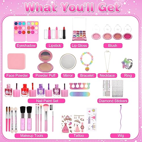 Miniatura 3 de Anpro Kit de maquillaje para niñas  68 piezas de maquillaje seguro y lavable para niñas, maquillaje real para niñas, maquillaje para niñas pequeñas,