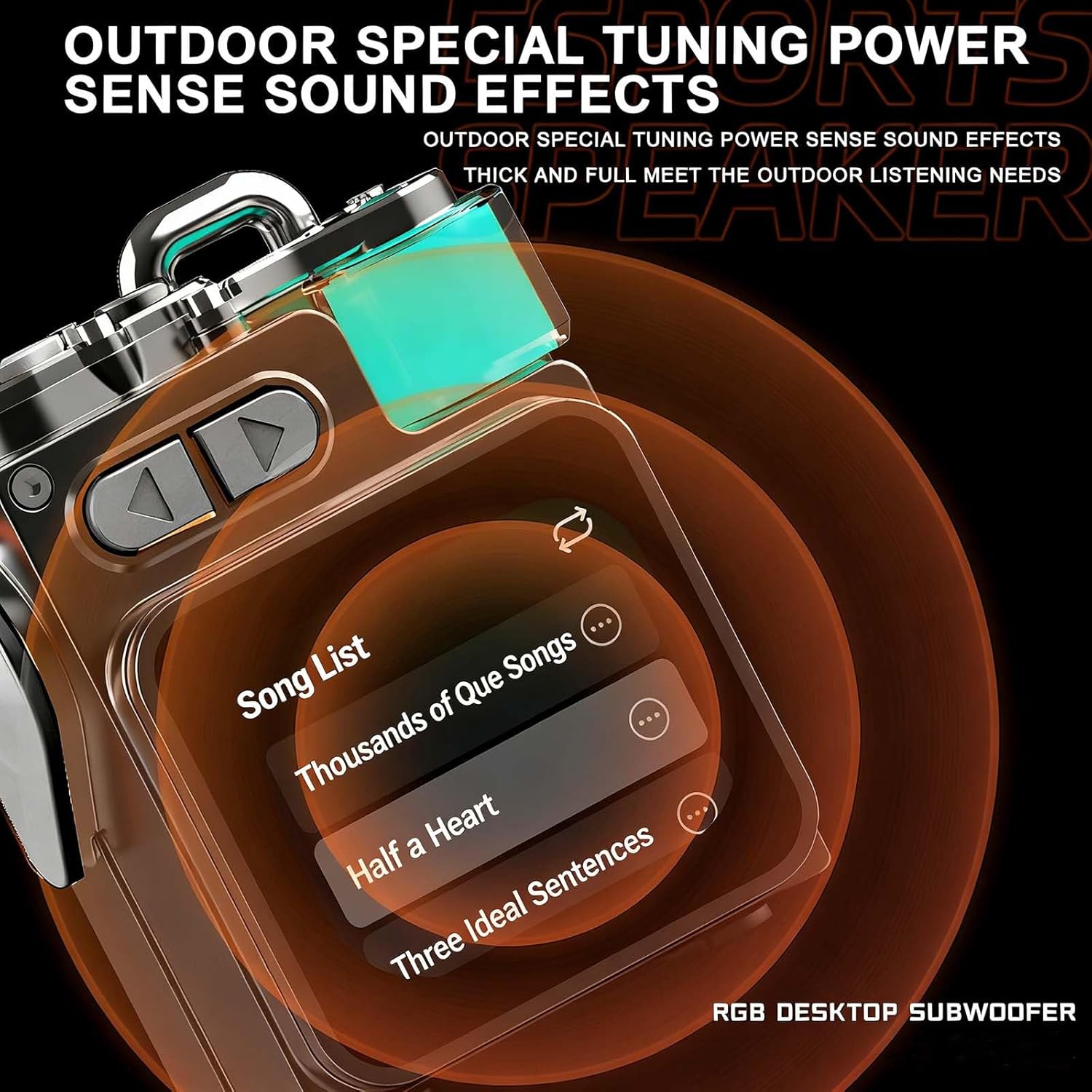 Smart Speakers - Wireless Bluetooth Speaker Mini, 2-Inch Screen RGB Subwoofer, Portable Small Bluetooth Speaker with Screen, Weather, Calendar for Home/Outdoor/Travel/Beach/Camping/Hiking (Black)