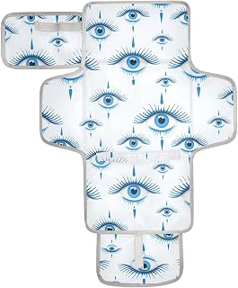 Evil Eyes White Portable Diaper Changing Pad for Newborn