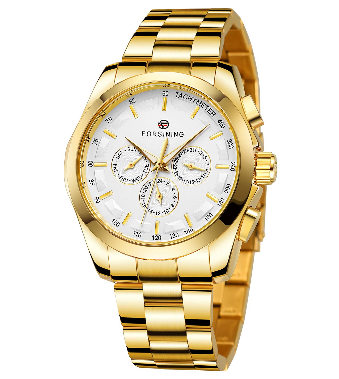 FORSINING Mens Waterproof Analog Quartz Watch Calendar Automatic Self-Wind Clock with Stainless Steel Belts Wristwatch (B08X68G5PF) Amazon Price History, Amazon Price Tracker