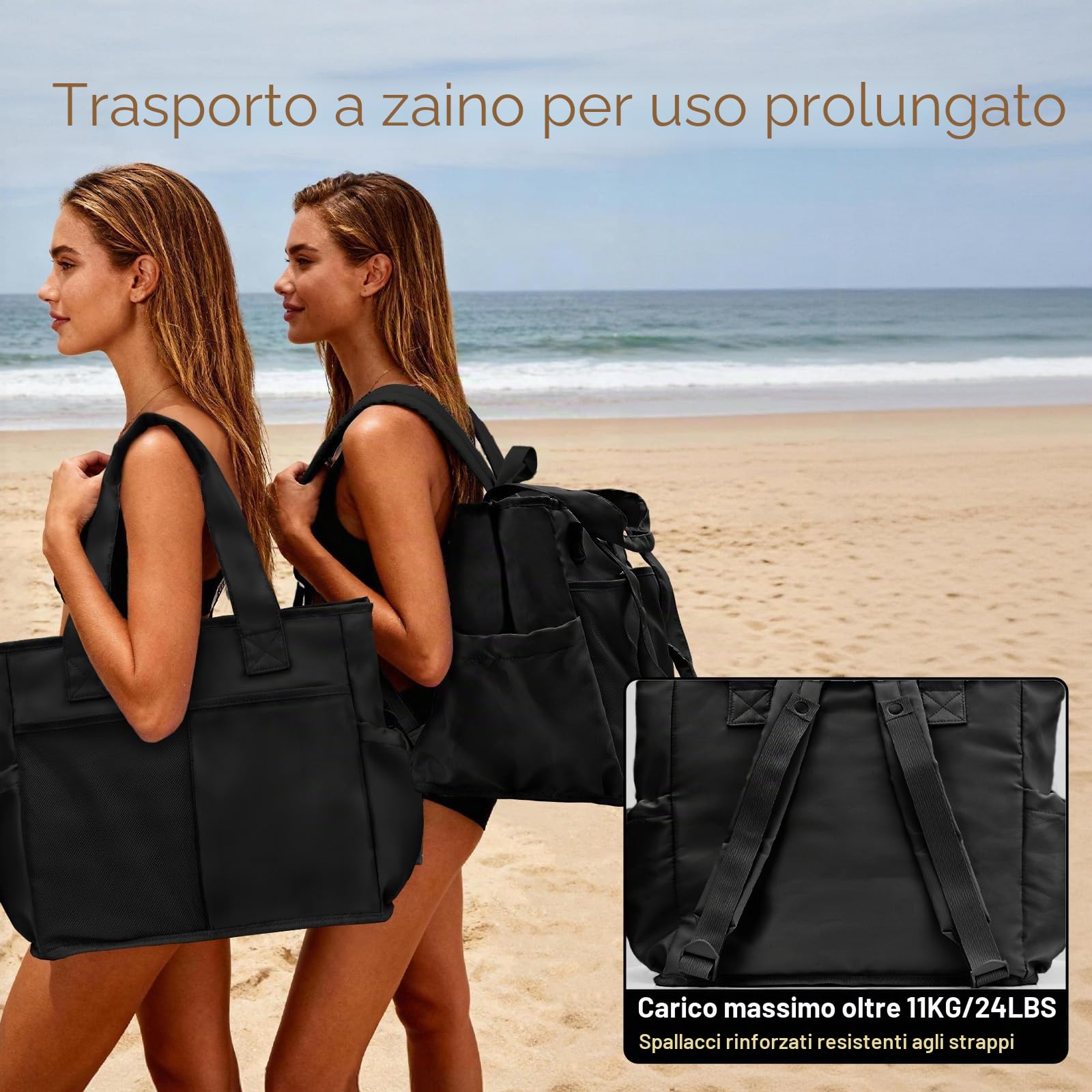 Odoland Borsa Termica Grande da 26L, Borsa da Spiaggia Termica Donna, Borsa Tote con Strato Isolante Termico, Borsa Termica da Spiaggia per Famiglie per Picnic, Spiaggia, Viaggi, Shopping