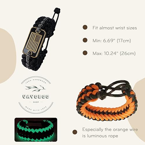 Miniatura 3 de Pulsera de paracaídas  Pulseras militares de veteranos del ejército de Estados Unidos para hombres, pulsera táctica trenzada multiusos de
