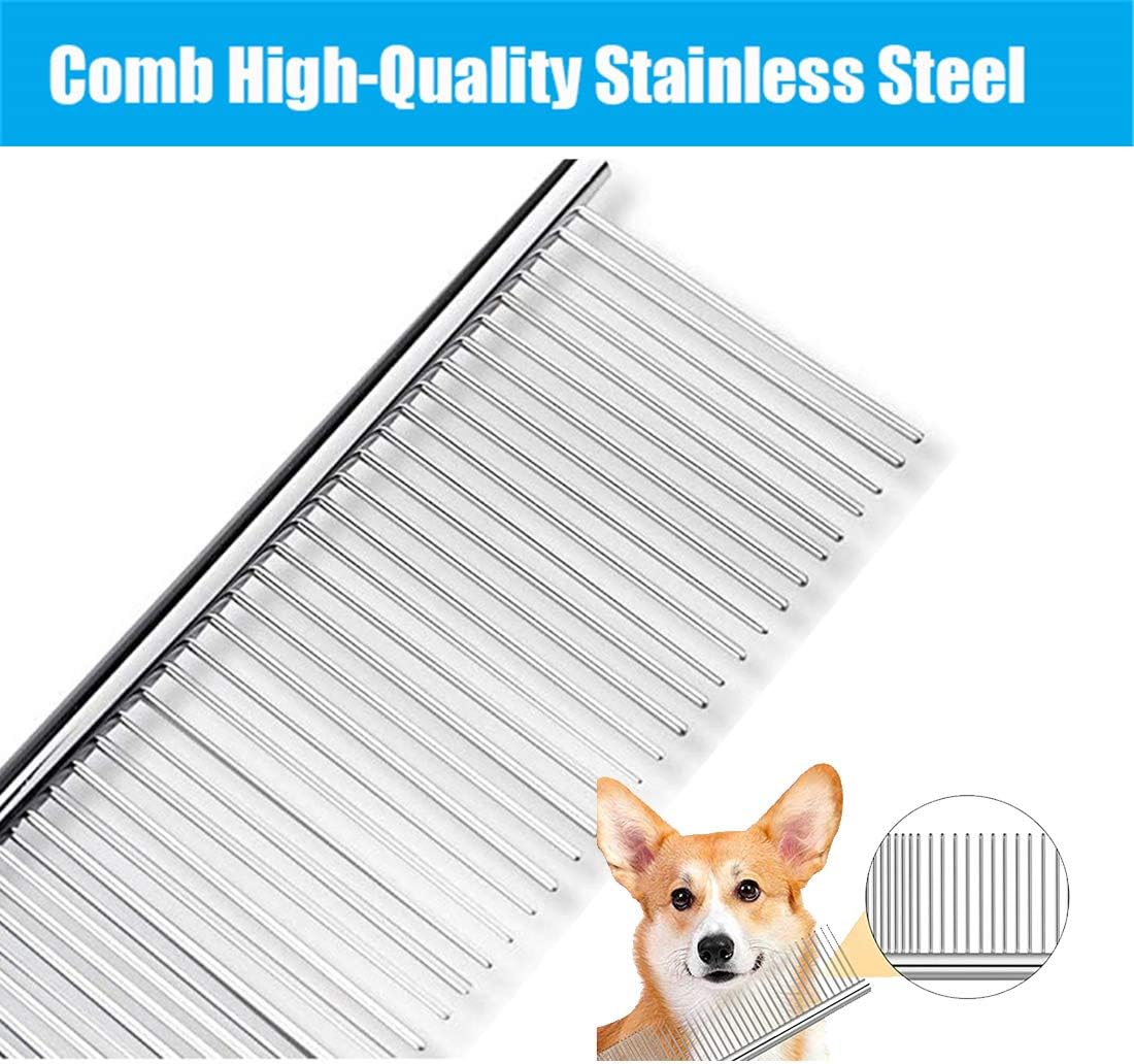 GTERW Pets Grooming Butter Combs Dogs Metal Double Sided Comb Steel Wide and Fine Tooth Combs Shedding Brushes Professional Cats Rabbits Combs Removing Matted Hair 2 PCS : Pet Supplies