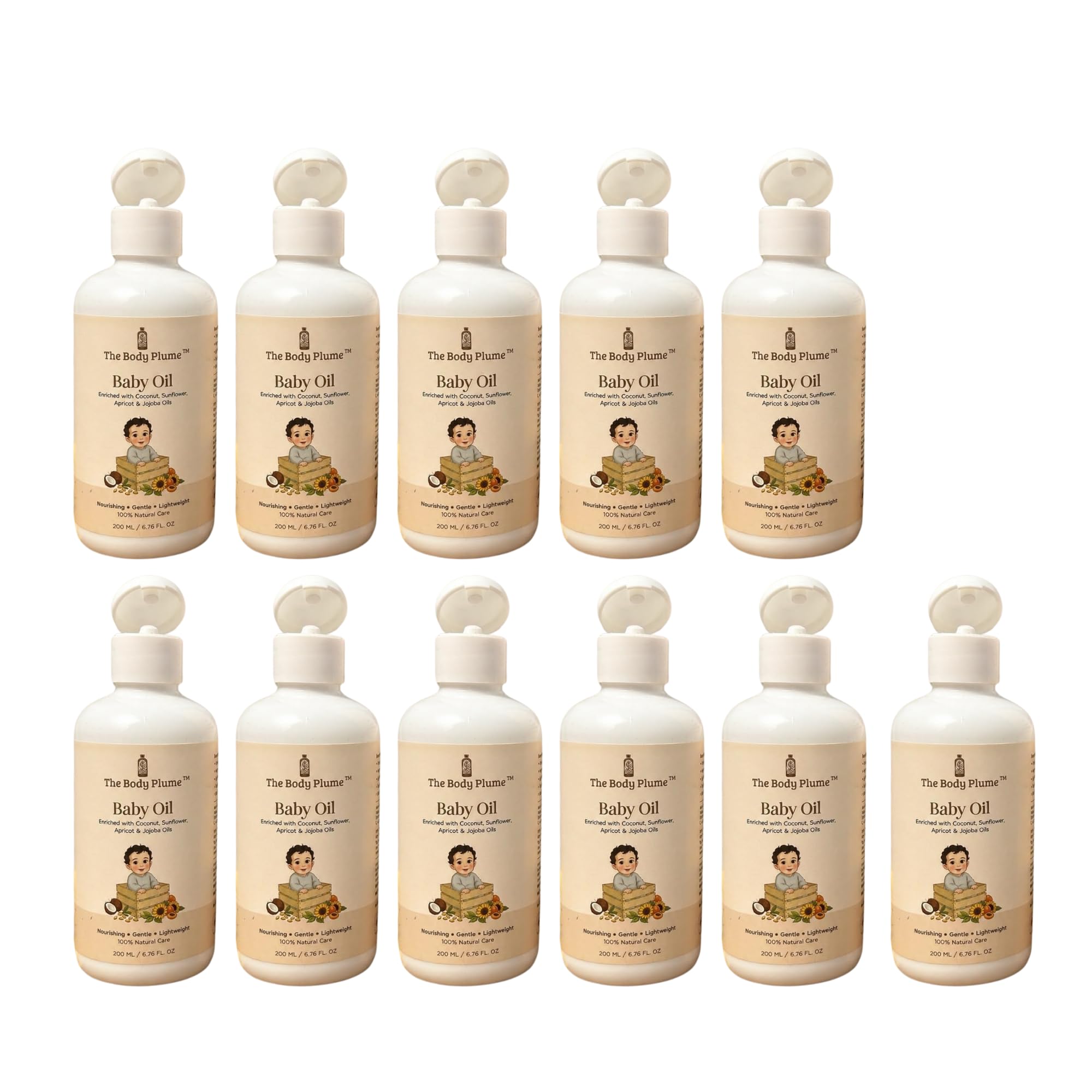 Baby Oil with Coconut, Sunflower, Jojoba & Apricot | 200ml | Lightweight Baby Massage Oil | Non-Greasy |Paraben, Silicone & Artificial Fragrance Free | Pack Of 11-image-8