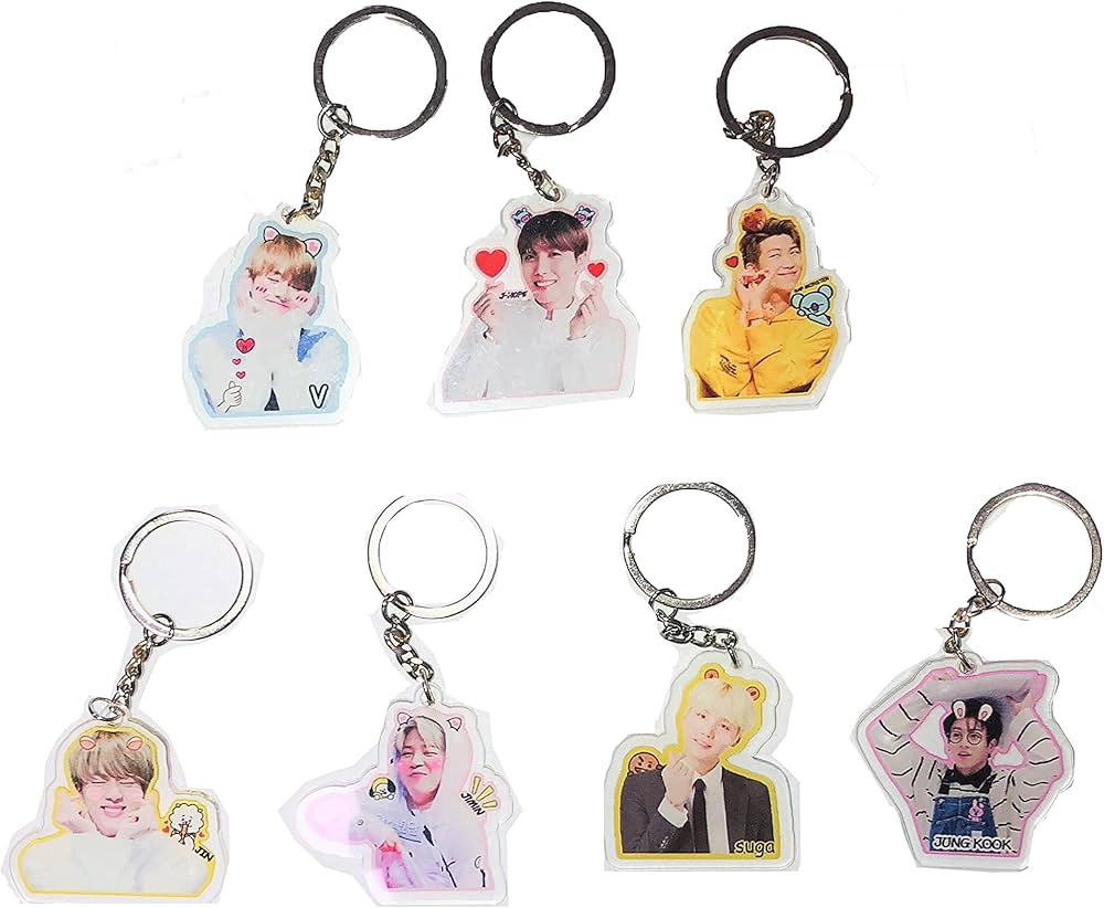 BTS Cartoon Acrylic Keychain Bangtan Boys Key Ring Hot Gift for