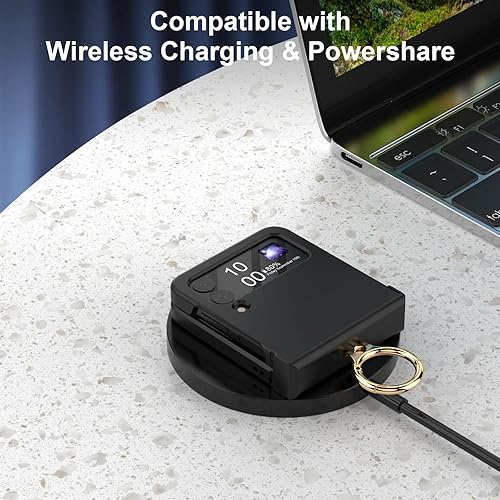 Miniatura 6 de Funda compatible con Galaxy Z Flip 4 con protección de bisagra y soporte de anillo, funda protectora delgada y fina para Samsung Z Flip 4 5G (negro)