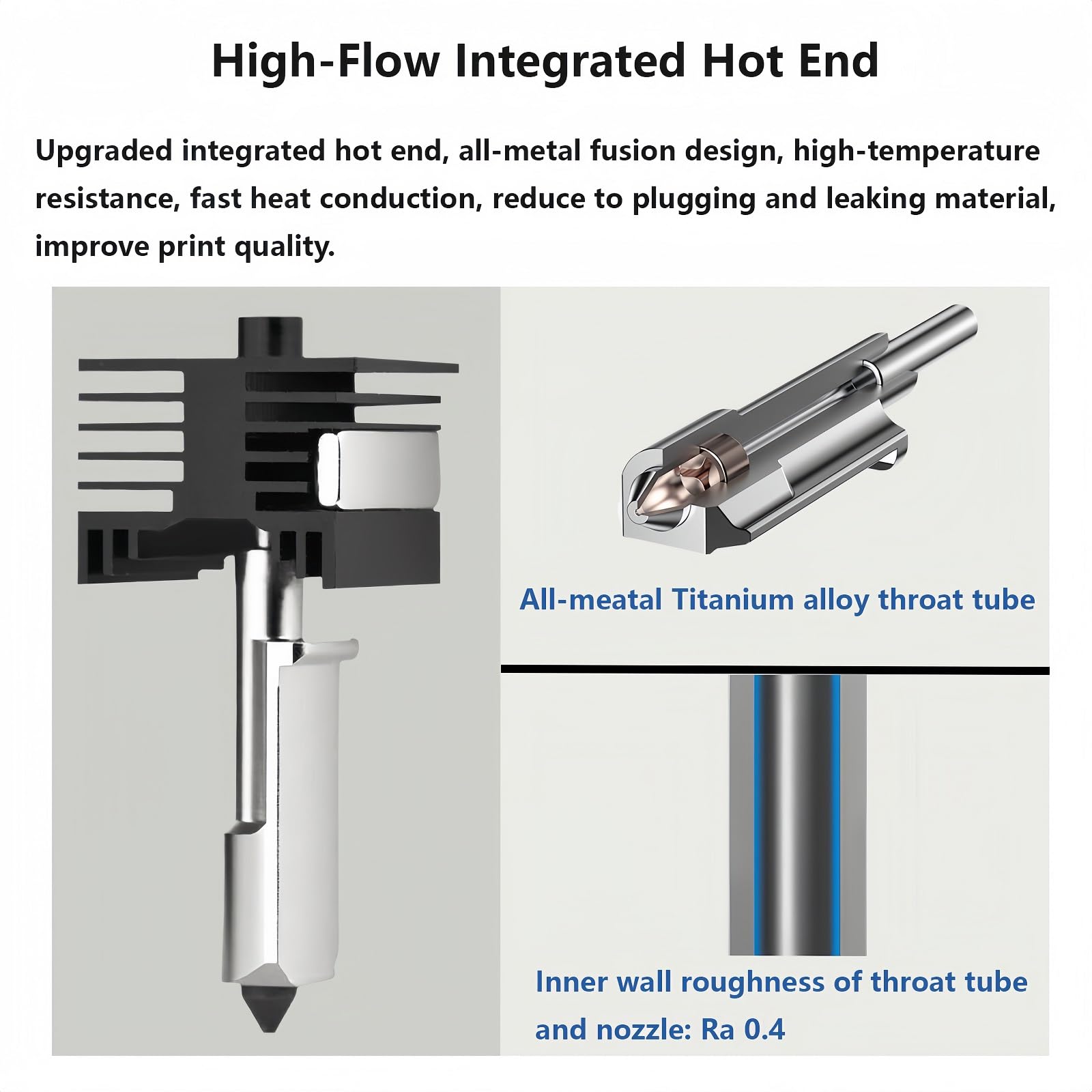 Hotend H2D 0.4mm Acier Trempé 65 Mm³/s - Kit Extrudeuse Haute Débit Pour Bambu Lab H2D ACE Pro