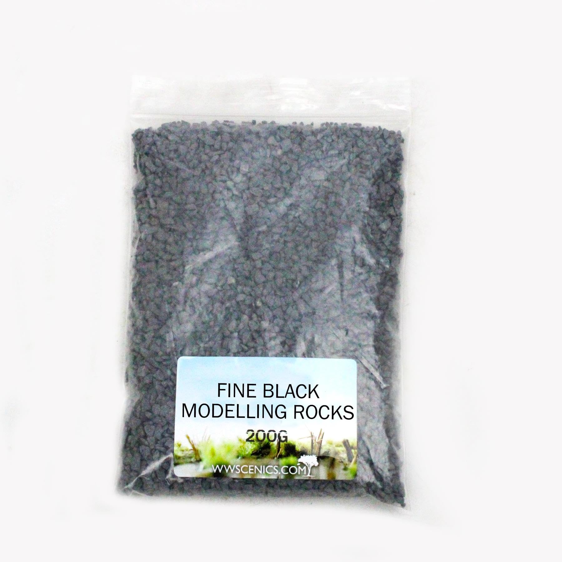 WWS War World Scenics WWScenics Fine Black Modelling Rocks 1-3mm | 200g Bag | Wargame Scenery & Basing Material