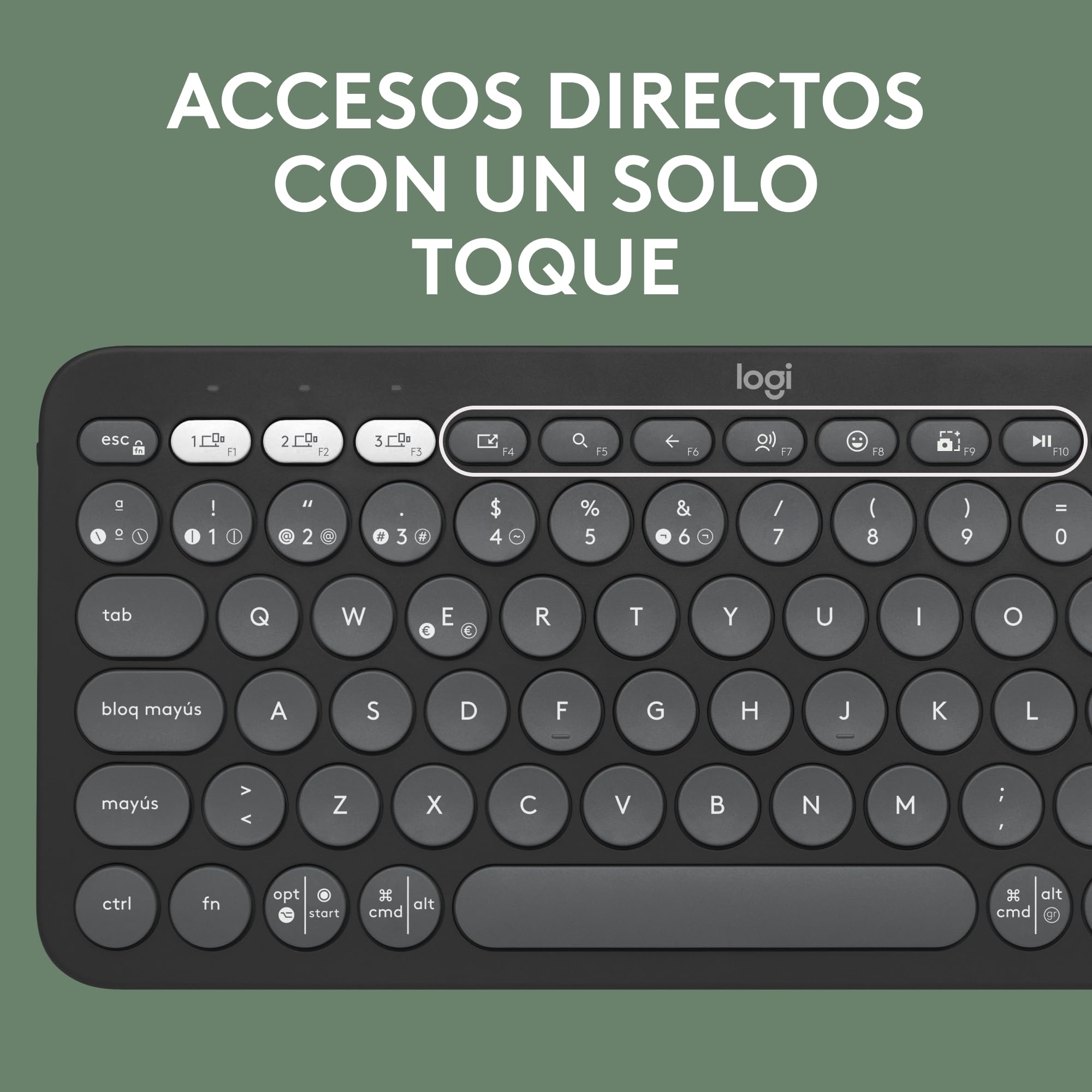 Logitech Pebble Keys 2 K380s, Teclado Bluetooth multidispositivo, accesos directos, estilizado y portátil, Easy-Switch, Windows, macOS, iPadOS, Android, ChromeOS, Disposición QWERTY Españo - Grafito