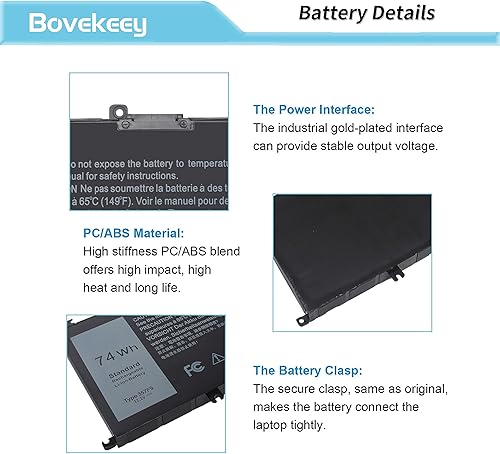 Miniatura 5 de Batería 74WH 357F9 para Dell Inspiron 15 7000 Gaming 15 7559 i7559 7557 i7557 5577 7567 5576 7566 i7559-5012GRY i5577-7342blk-pus INS15PD Serie P65F