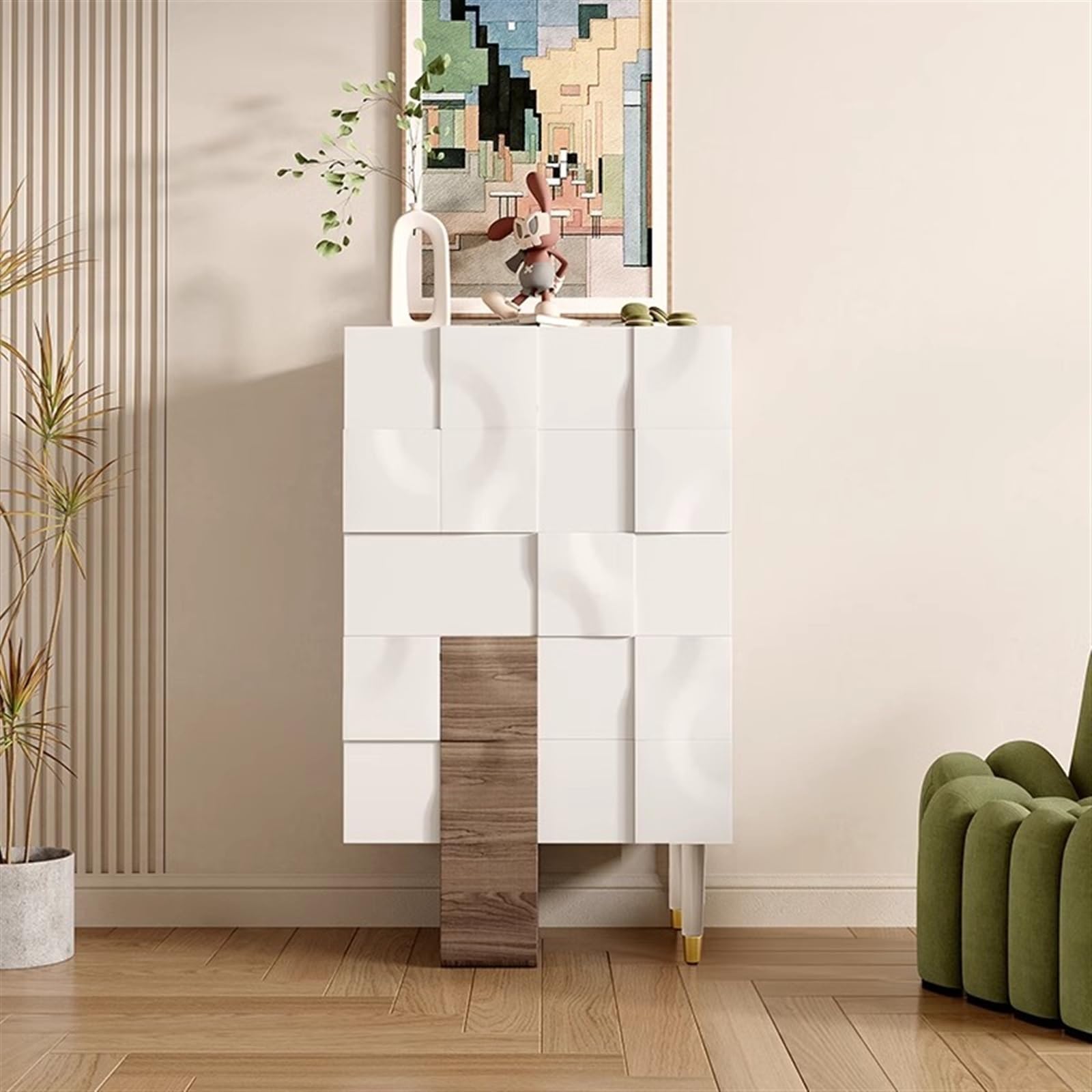 disegni di stoccaggio Cassettiera creativa, cassettiera for camera da letto con 5, lussuoso mobile portaoggetti in legno for ingresso, comodino divano accanto al cassetto del tavolo