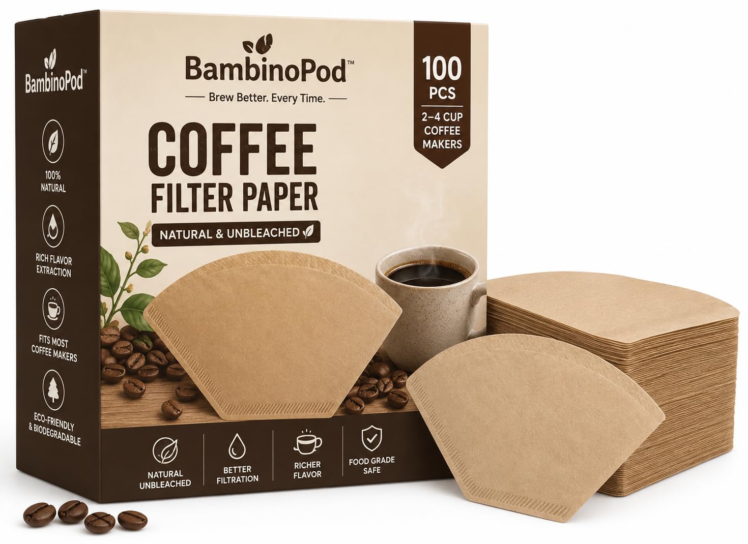 Coffee Filter Paper Size 02 (100 Sheets) | Cone Paper Filters for Pour Over Coffee Dripper | Compatible with Hario 02, Cafec & V-Shaped Brewers | Bleached Disposable Coffee Filter Papers-image-12