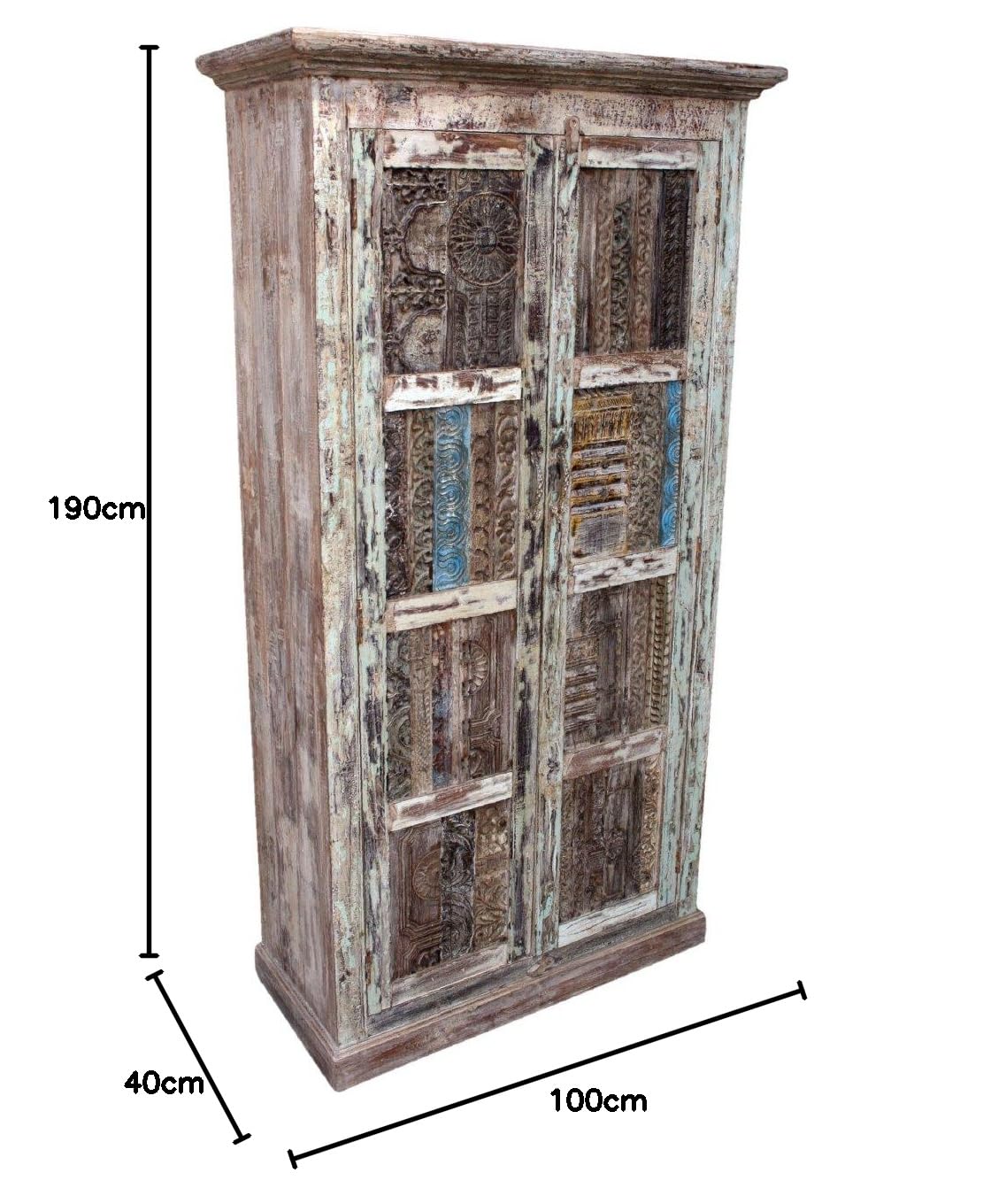 Guru-Shop Armoire, Penderie, Bois Massif, Look Vintage - Modèle A5, Beige, 190x100x40 cm, Penderies Penderies