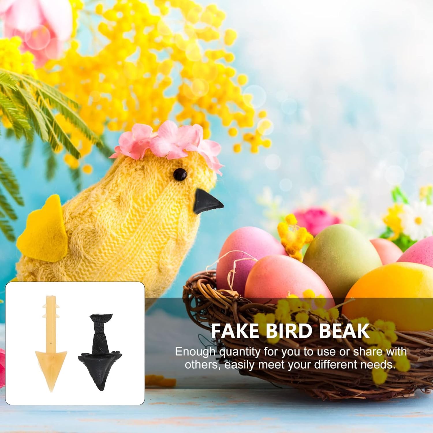 Kisangel 200Pcs Fake Chick Mouth Beak Inserts Plastic Chicken Beaks for Crafts DIY Bird Beak Accessories for Chick Making Doll Making Easter Party and Family Craft Projects