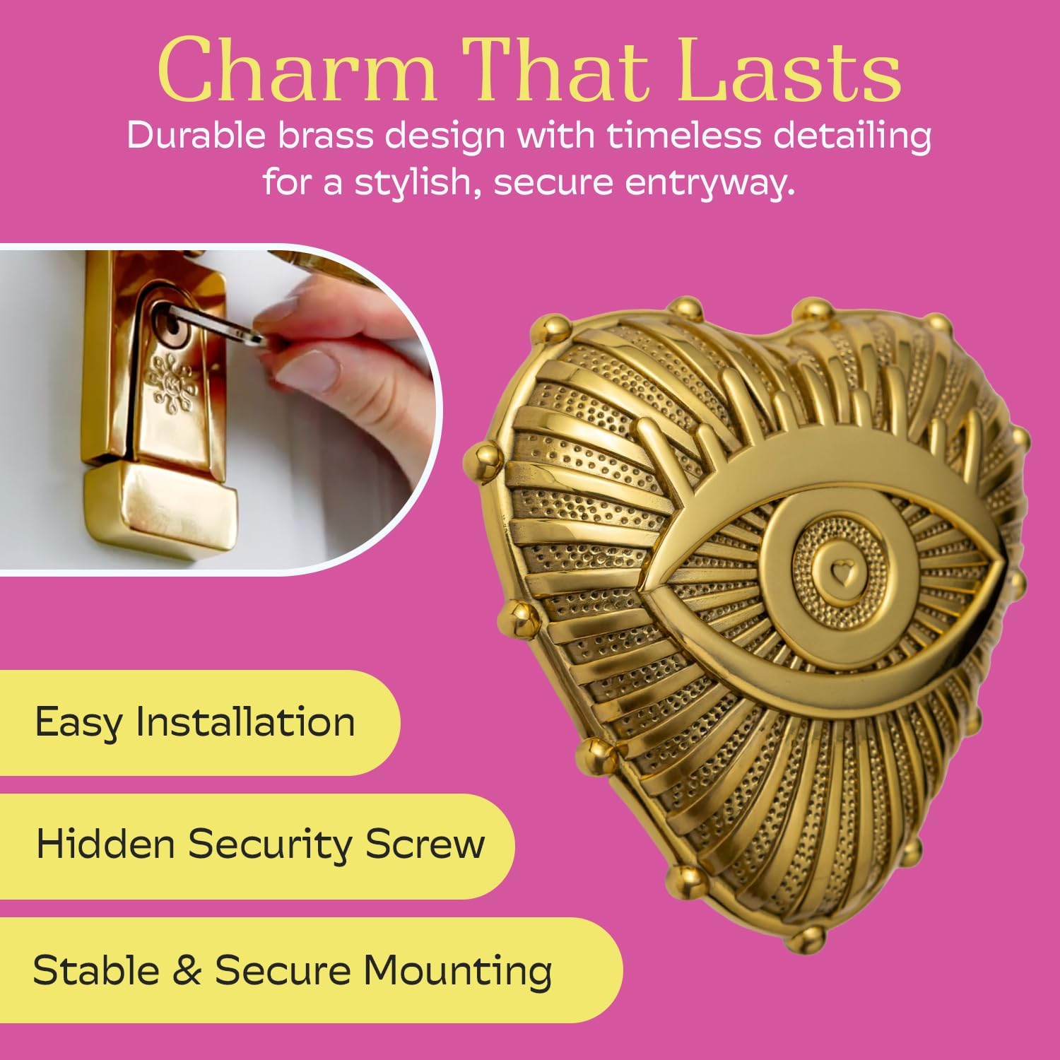 Interchangeable Door Knocker - Essential Set- Adored Amulet (Brass)