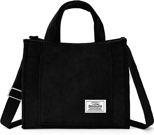 BINSUNS Bolsa de pana para mujer, pequeña bolsa de mano, mini bolso de mano estético, bolso cruzado - escuela, trabajo, viajes, compras